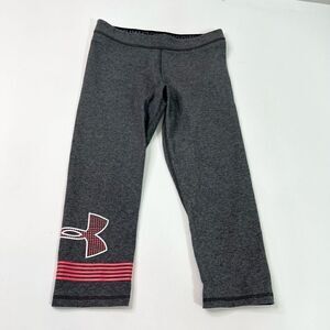 Under Amour Leggings Womens Small Cropped Graphic Capri Gray Elastic Band
